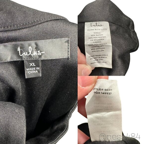 Lulus Mock Neck Lace‎ Sleeve Black Sheath Dress XL - Picture 5 of 5